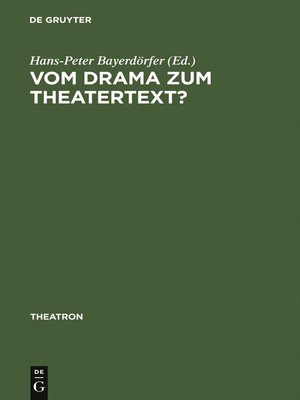 cover image of Vom Drama zum Theatertext?